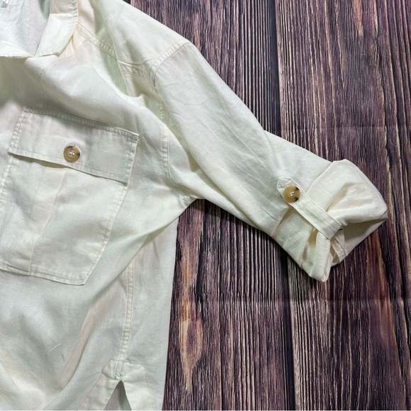 Free People Sunshine In My Pockets Buttondown Thick Linen Cotton Long Sleeve - Picture 11 of 13